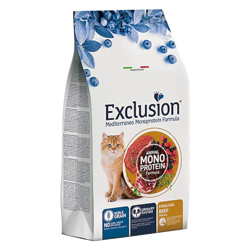 Exclusion Düşük Tahıllı Monoprotein Kısırlaştırılmış Sığır Etli 12 kg Yetişkin Kedi Maması