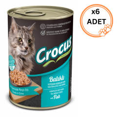 6 ADET Crocus Balıklı 400 gr Yetişkin Konserve Kedi Maması