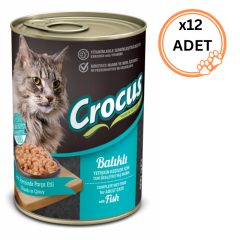 12 ADET Crocus Balıklı 400 gr Yetişkin Konserve Kedi Maması