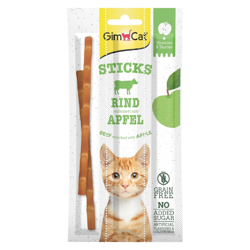 Gimcat Sticks Sığır Etli ve Elmalı 3x5 gr Kedi Ödül Maması