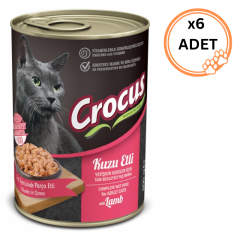 6 ADET Crocus Kuzu Etli 400 gr Yetişkin Konserve Kedi Maması