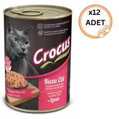 12 ADET Crocus Kuzu Etli 400 gr Yetişkin Konserve Kedi Maması