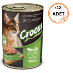 12 ADET Crocus Tavuklu 400 gr Yavru Konserve Kedi Maması