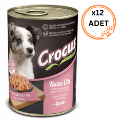 12 ADET Crocus Kuzu Etli 400 gr Yavru Konserve Köpek Maması