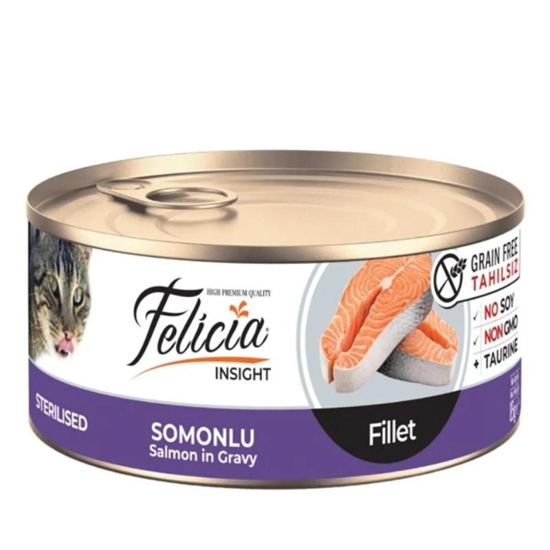 Felicia Tahılsız Konserve Fileto Somonlu Kısır Kedi Yaş Maması 85 gr