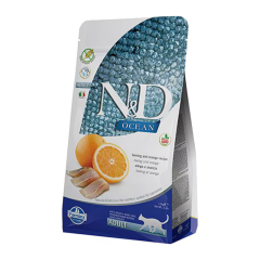 ND Ocean Düşük Tahıllı Ringa Balığı ve Portakallı Yetişkin Kedi Maması 1,5kg