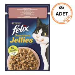 6 ADET Felix Sensations Somon ve Karidesli Yaş Kedi Maması 85 Gr x6