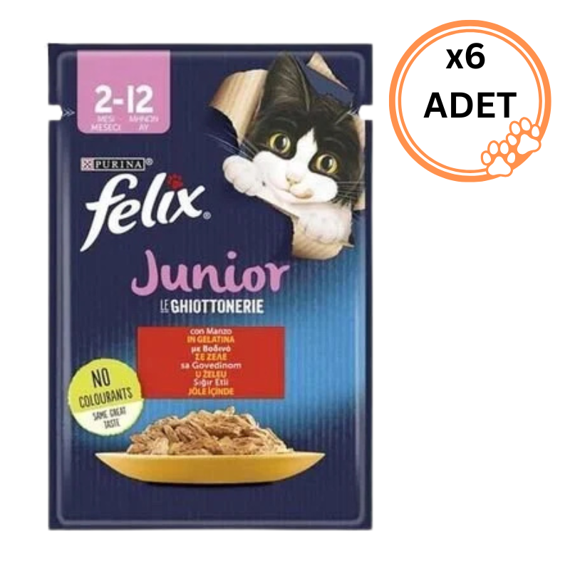 6 ADET Felix Pouch Junior Sığır Etli 85 Gr