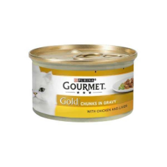 Purina Gourmet Gold Parça Etli ve Soslu Tavuklu ve Ciğerli Kedi Konservesi 85 Gr