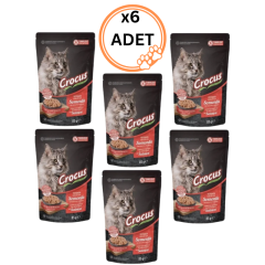 6 ADET Crocus Pouch Tahılsız Jöleli Somonlu Kedi Konservesi 85 gr x6