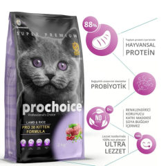 Prochoice Pro 38 Kitten Kuzu Eti ve Pirinçli Yavru Kedi Maması 2 kg