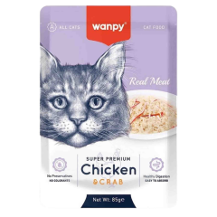 Wanpy 85 gr Pouch Tavuklu & Yengeçli Yaş Kedi Maması