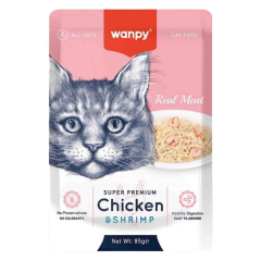 Wanpy 85 gr Pouch Tavuklu & Karidesli Yaş Kedi Maması
