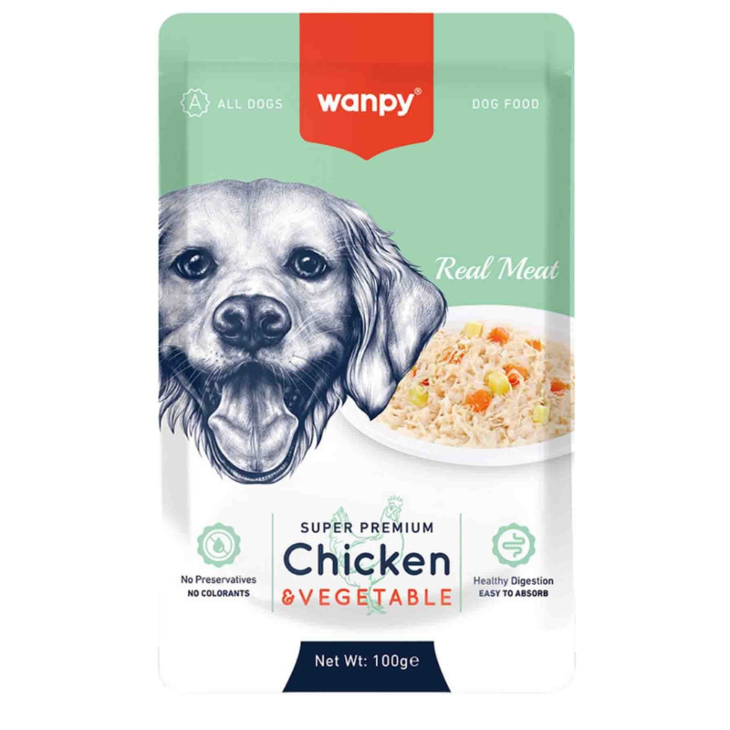 Wanpy 100g Pouch Tavuk&Sebze Yaş Köpek Maması