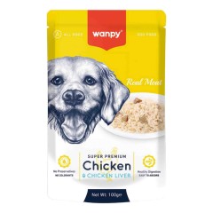 Wanpy 100g Pouch Tavuk&Ciğer Yaş Köpek Maması