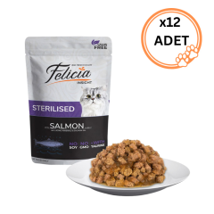 12 ADET Felicia Tahılsız Pouch Sterilised Somonlu Yaş Kedi Maması 85 gr x12