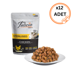 12 ADET Felicia Tahılsız Pouch Sterilised Tavuklu Yaş Kedi Maması 85 gr x12