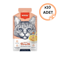 10 ADET Wanpy Kediler için Somon & Ton Balığı Eti Çorbası 50 gr x10