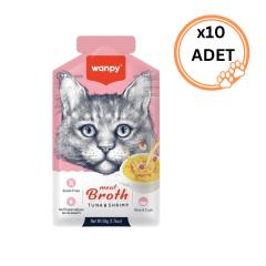 10 ADET Wanpy Kediler için Karidesli ve Ton Balıklı Çorba 50 gr x10