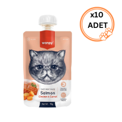 10 ADET Wanpy Taze Somonlu&Tavuklu Kedi Et Ezmesi 90 gr  x10