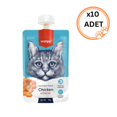 10 ADET Wanpy Taze Tavuklu&Havuçlu Kedi Et Ezmesi 90 gr x10