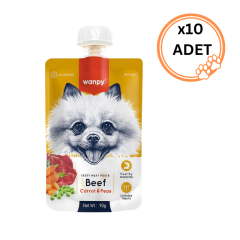 10 ADET Wanpy Taze Sığır Etli&Havuçlu Köpek Et Ezmesi 90 gr x10