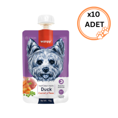 10 ADET Wanpy Taze Ördekli&Havuçlu Köpek Et Ezmesi 90 gr x10