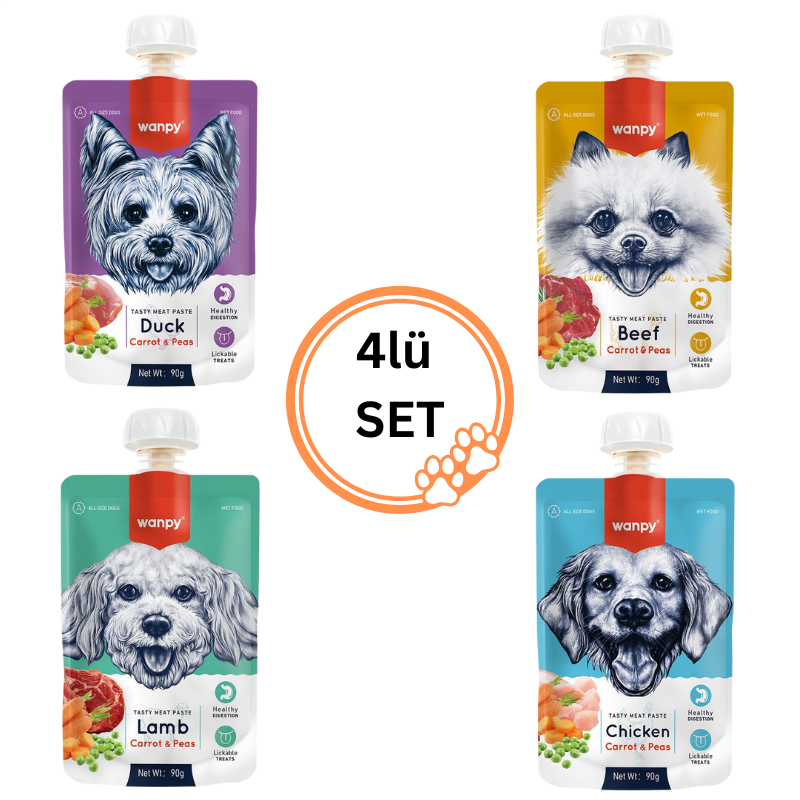 Wanpy Köpekler İçin 4lü Karışık Et Ezmesi Seti 90 gr  x4