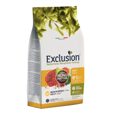 Exclusion Monoprotein Düşük Tahıllı Sığır Etli Ve Narlı Orta Irk Yetişkin Köpek Maması 12 Kg